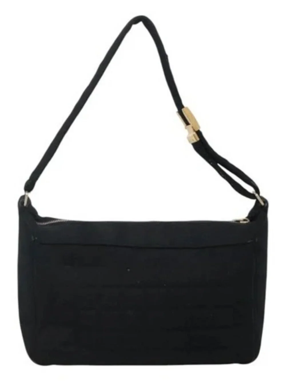CHANEL Choco Bar line Shoulder Bag Canvas Black CC Auth BA034